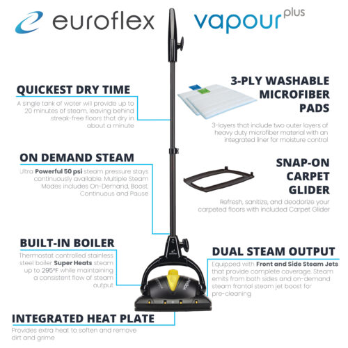 Alternative view of Euroflex Vapour Plus Steam Mop with Precision Floor Care Kit 18-Piece Set (M2R-PLUS)